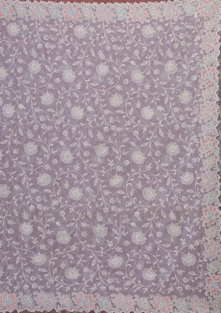 Baby Pink Sequins Georgette Designer Saree-Koskii