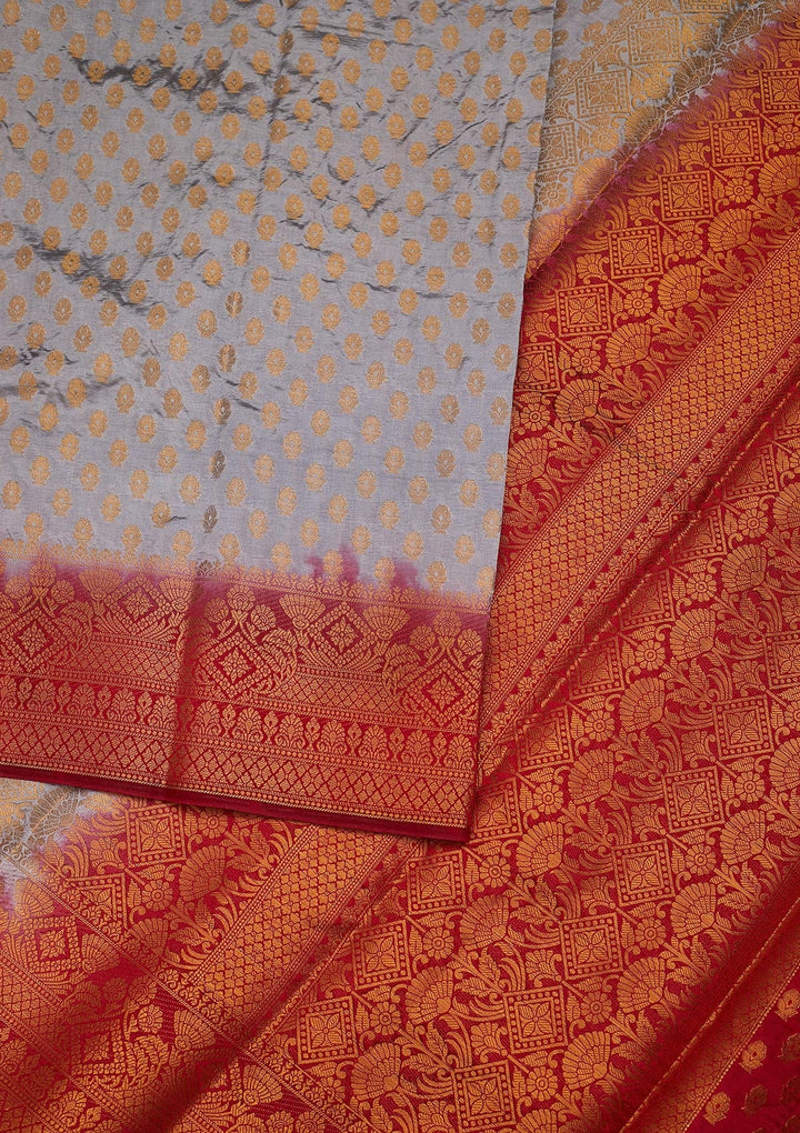 Grey Zariwork Art Silk Saree-Koskii