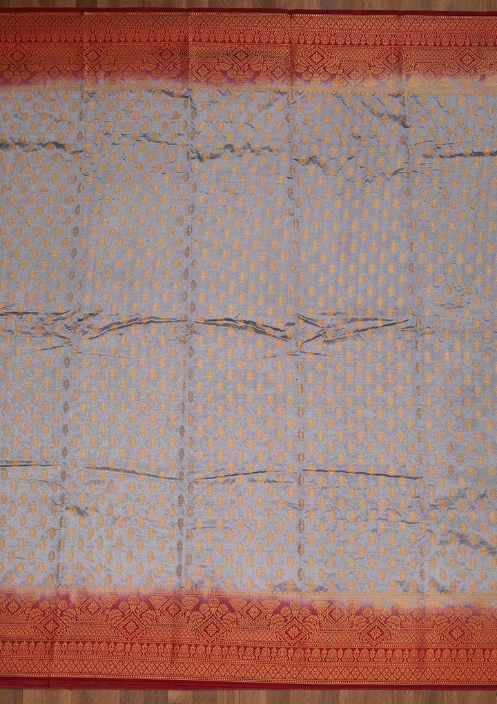 Grey Zariwork Art Silk Saree-Koskii