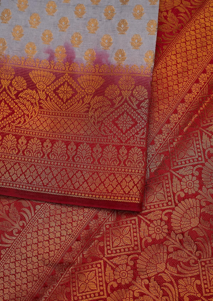 Grey Zariwork Art Silk Saree-Koskii