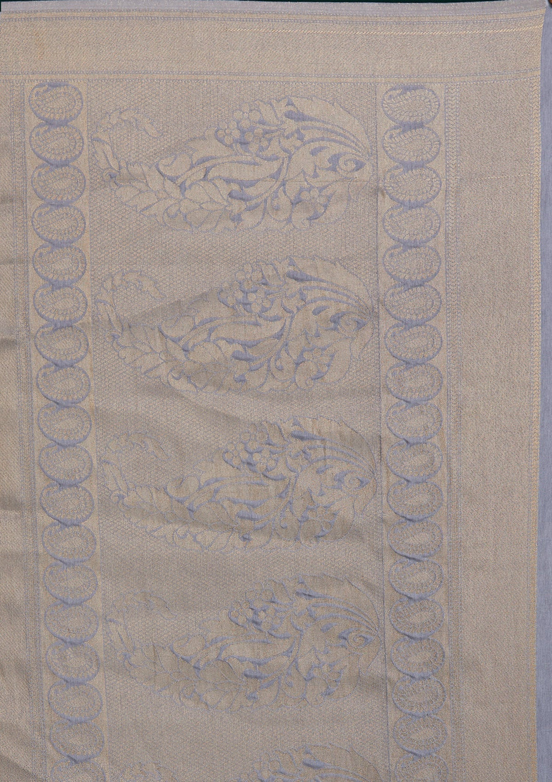 Grey Zariwork Art Silk Saree-Koskii