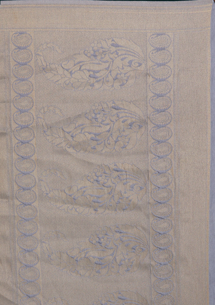 Grey Zariwork Art Silk Saree-Koskii