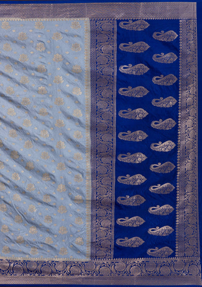 Grey Zariwork Art Silk Saree-Koskii