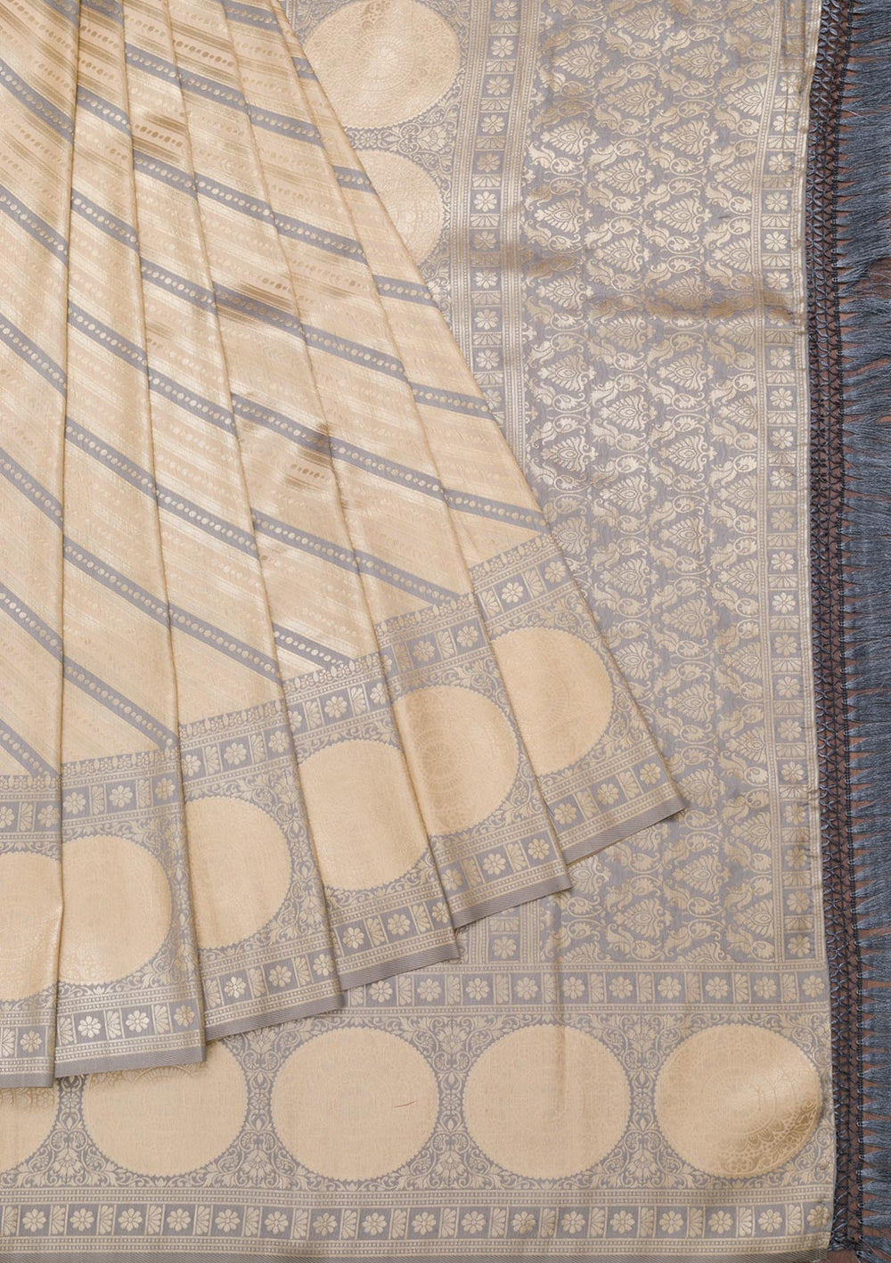 Grey Zariwork Art Silk Saree-Koskii