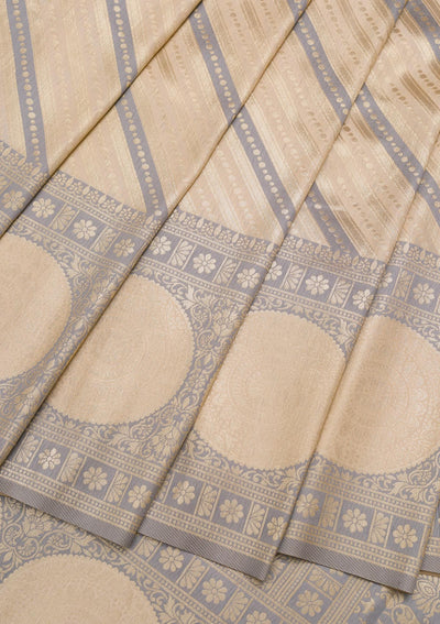 Grey Zariwork Art Silk Saree-Koskii