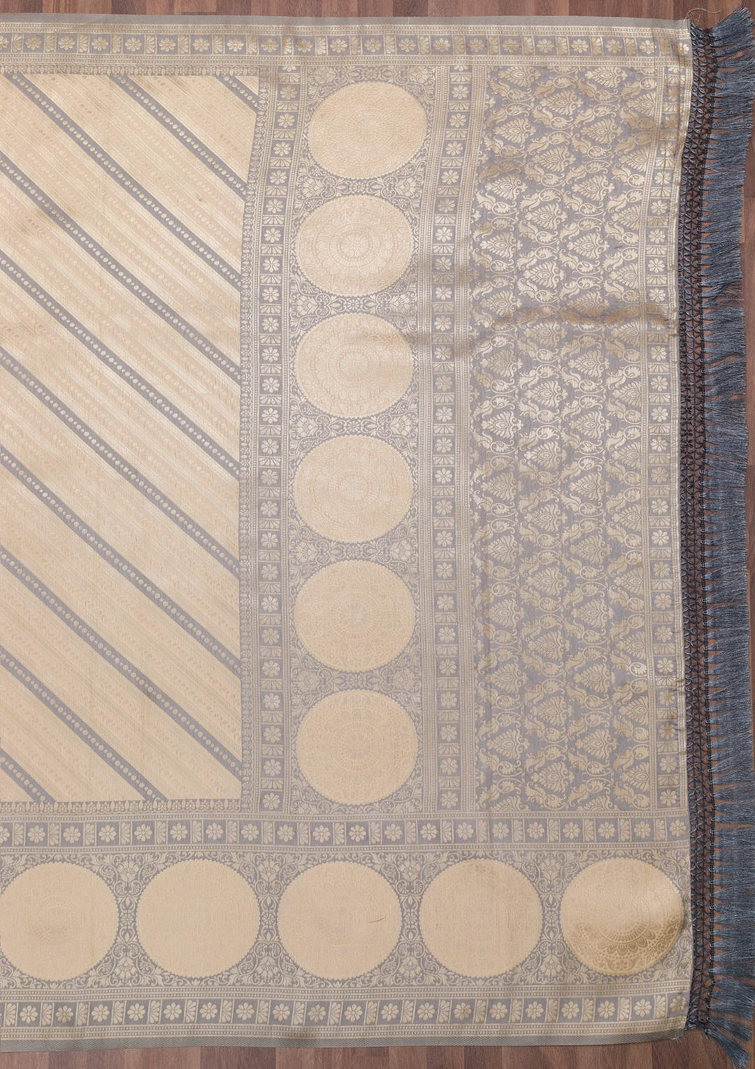 Grey Zariwork Art Silk Saree-Koskii