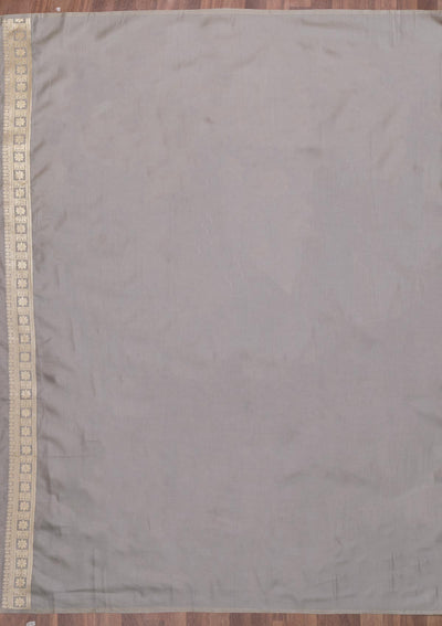 Grey Zariwork Art Silk Saree-Koskii