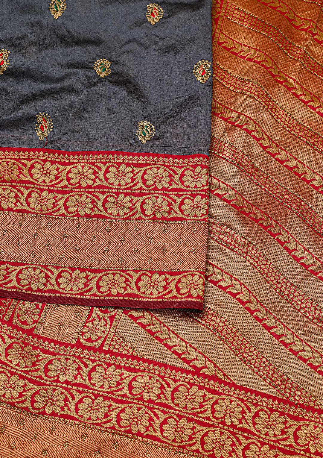 Grey Zariwork Banarasi Saree-Koskii