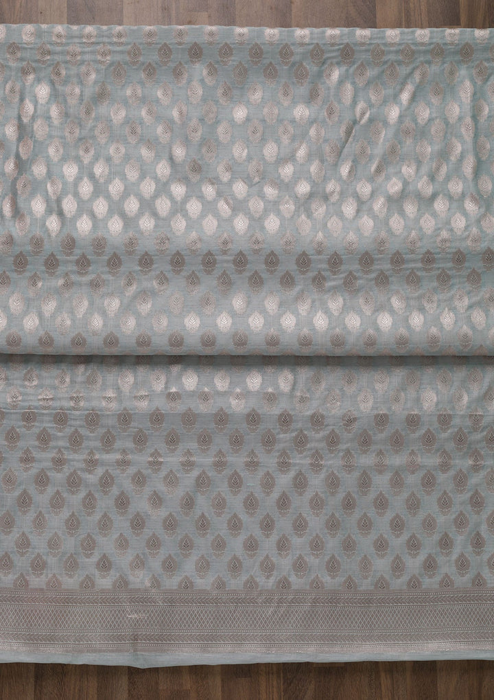 Grey Zariwork Banarasi Unstitched Salwar Suit-Koskii