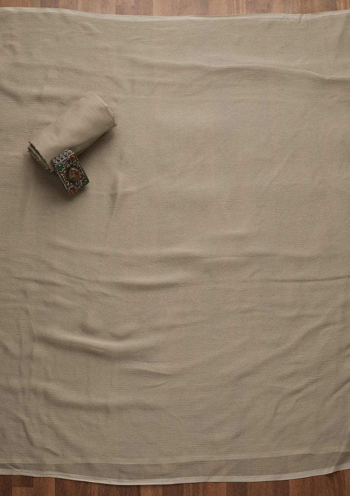 Grey Zariwork Chanderi Unstitched Salwar Suit-Koskii