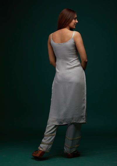 Grey Zariwork Georgette Designer Salwar Suit - Koskii