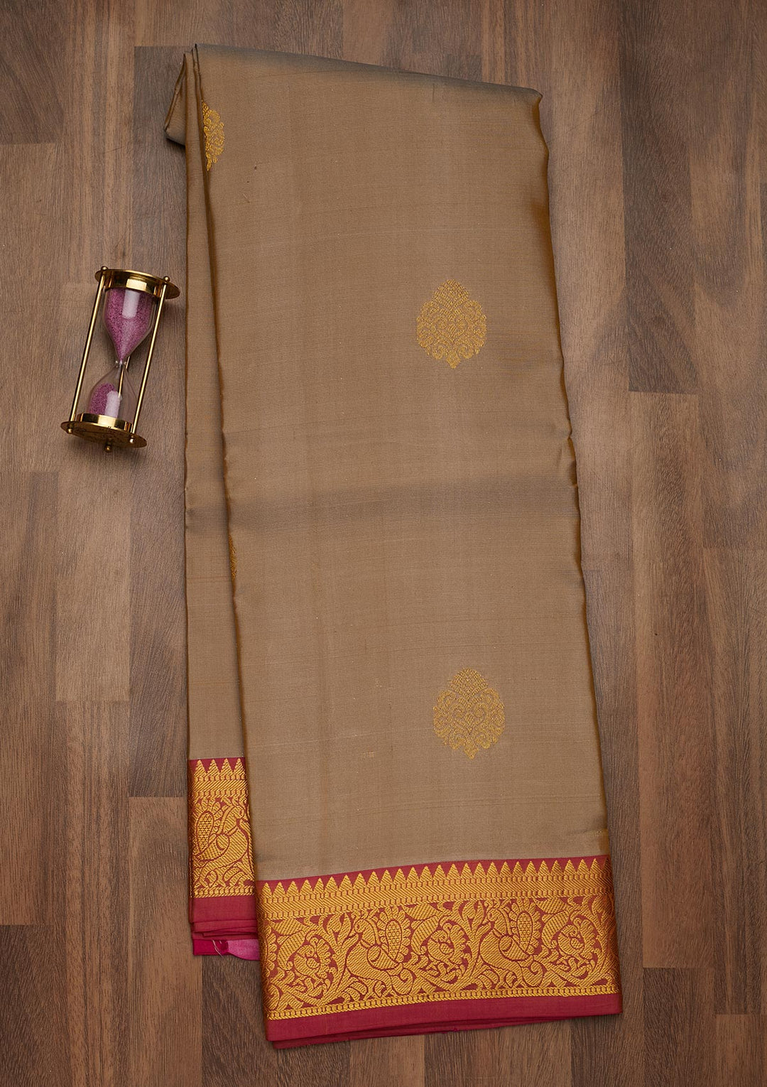 Grey Zariwork Pure Silk Saree-Koskii