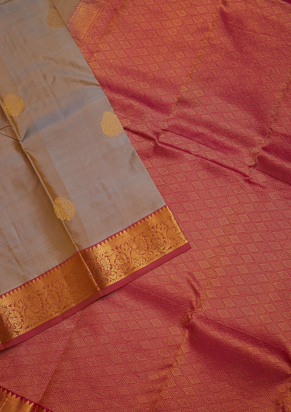 Grey Zariwork Pure Silk Saree-Koskii
