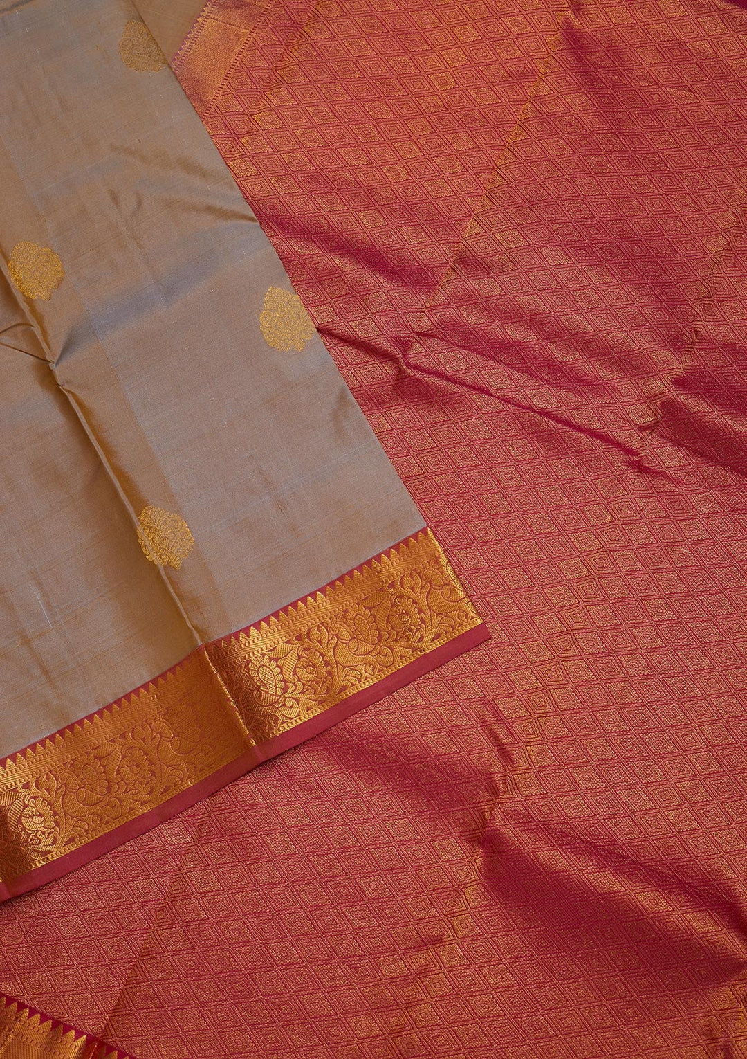 Grey Zariwork Pure Silk Saree-Koskii