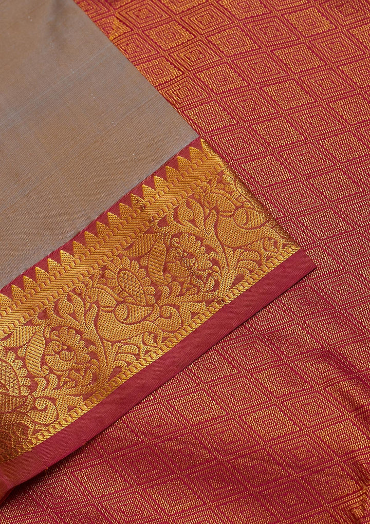 Grey Zariwork Pure Silk Saree-Koskii