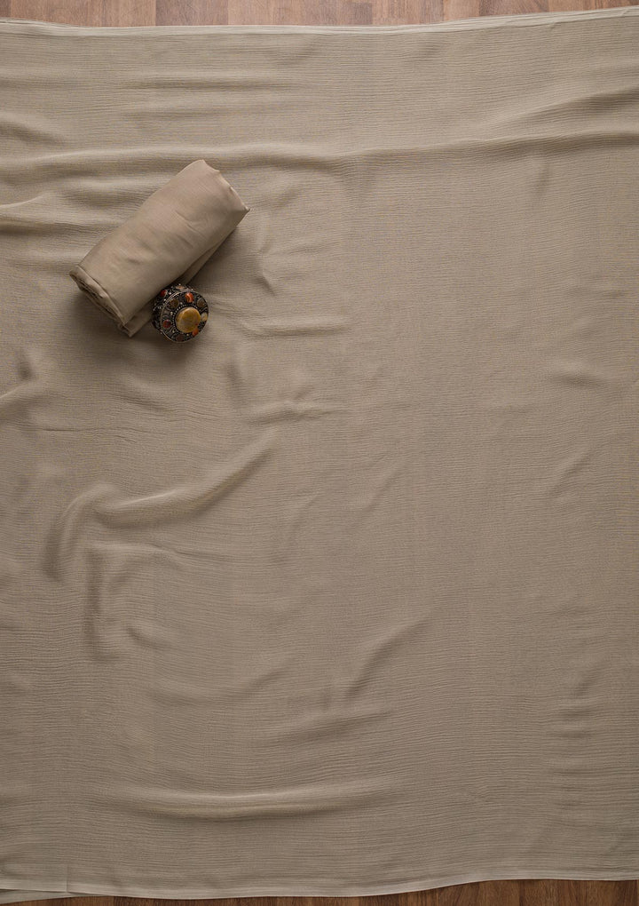 Grey Zariwork Semi Crepe Unstitched Salwar Suit-Koskii