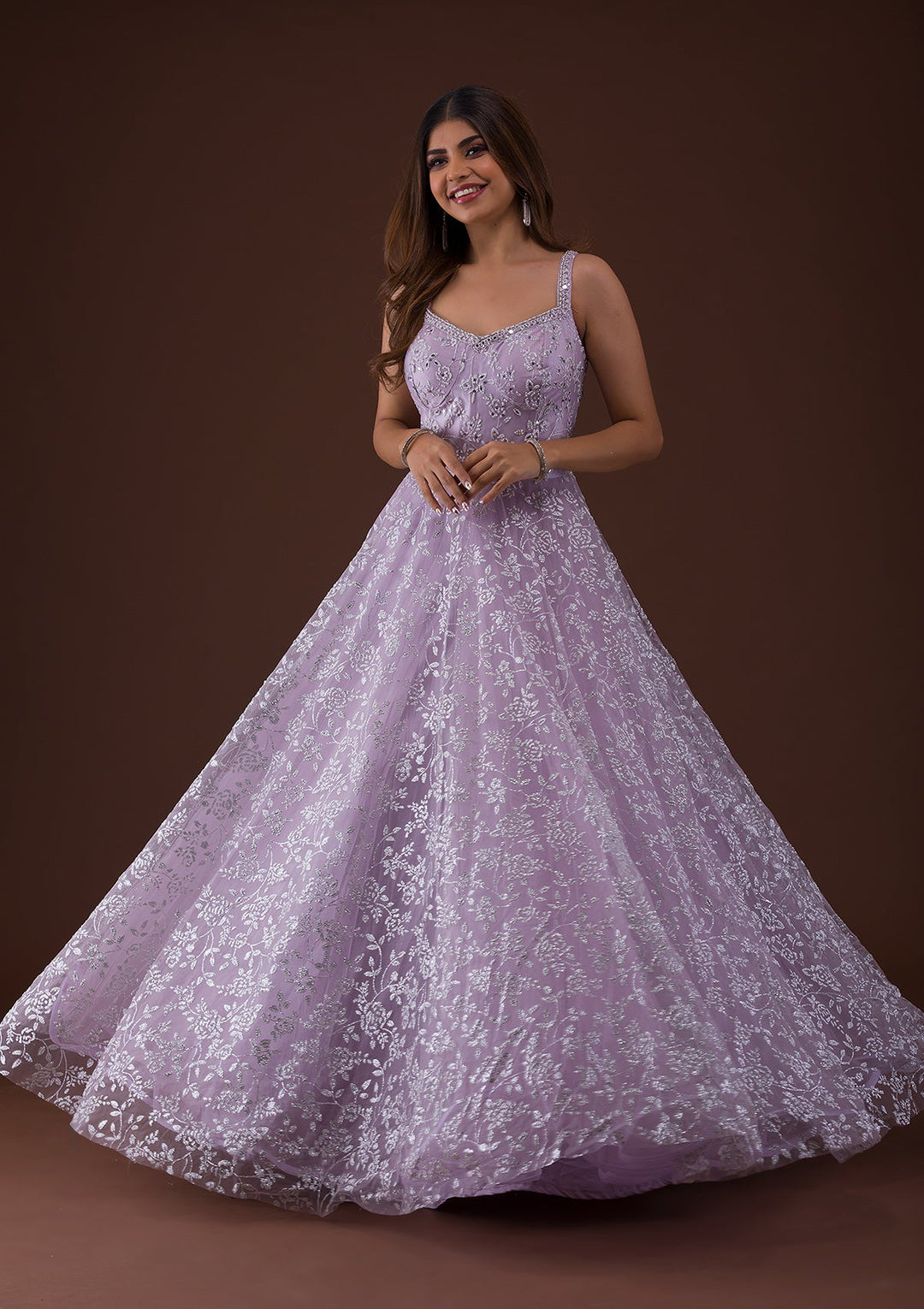 Buy Lavender Cutdana Net Gown Koskii