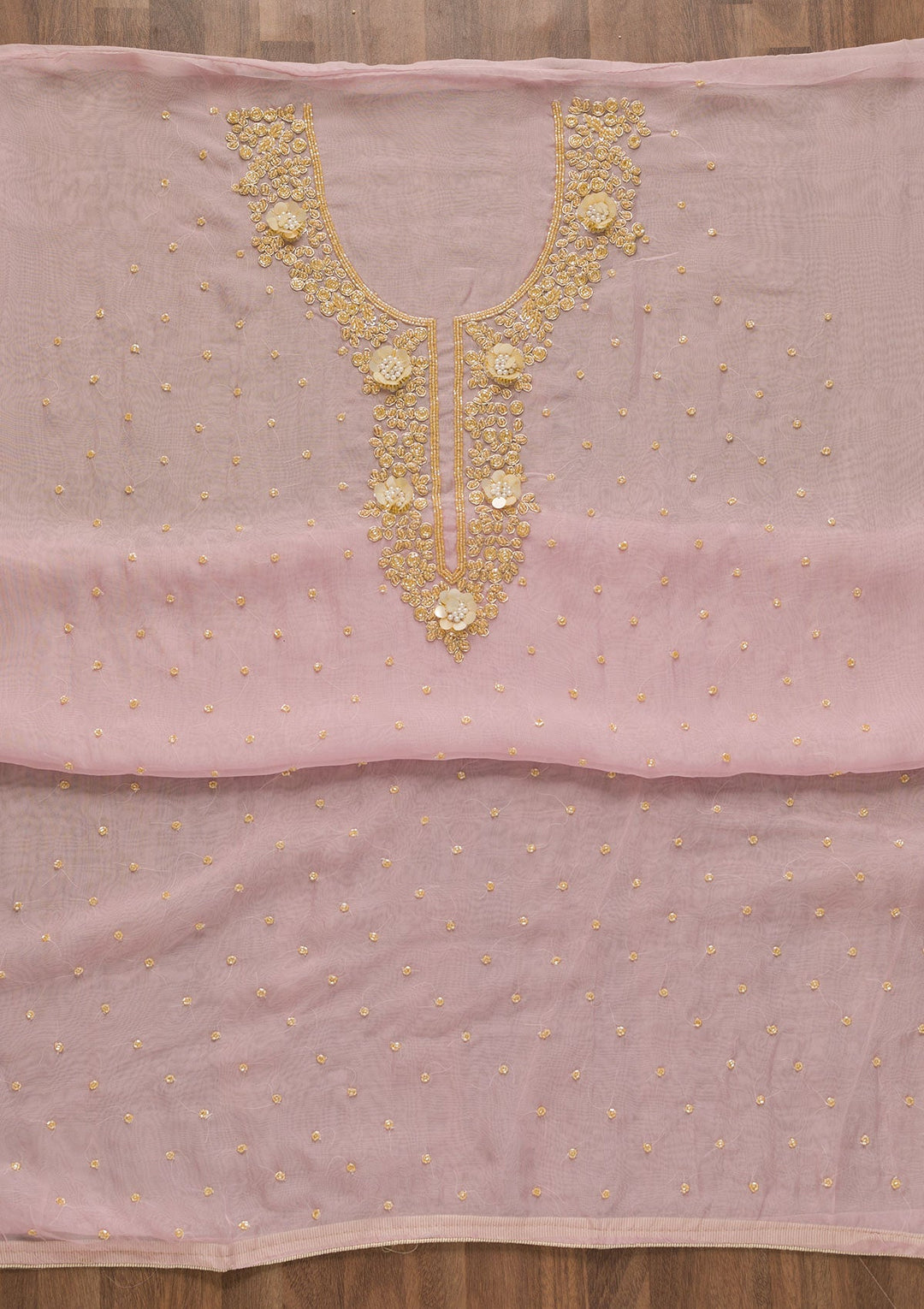 Lavender Cutdana Organza Unstitched Salwar Kameez-Koskii
