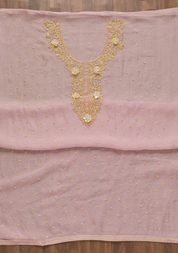 Lavender Cutdana Organza Unstitched Salwar Kameez-Koskii