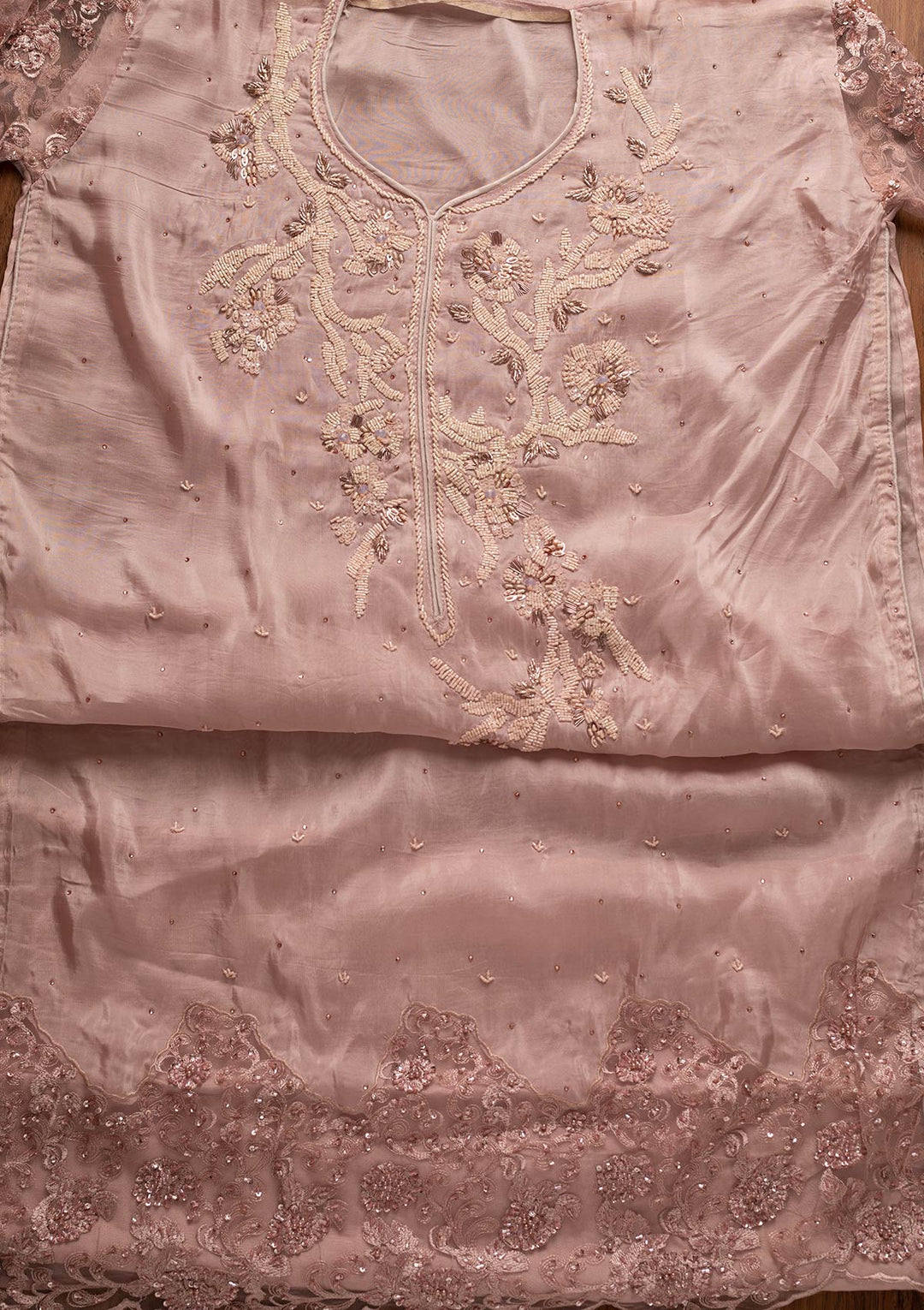 Lavender Cutdana Semi Crepe Designer Semi-Stitched Salwar Suit - koskii