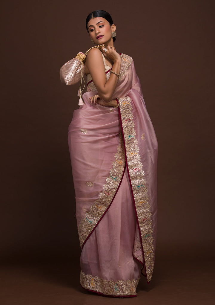 Lavender Gotapatti Shimmer Saree-Koskii