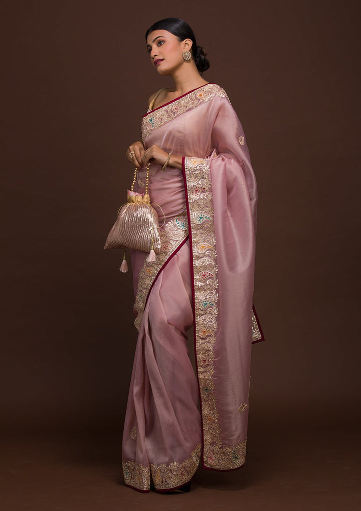 Lavender Gotapatti Shimmer Saree-Koskii