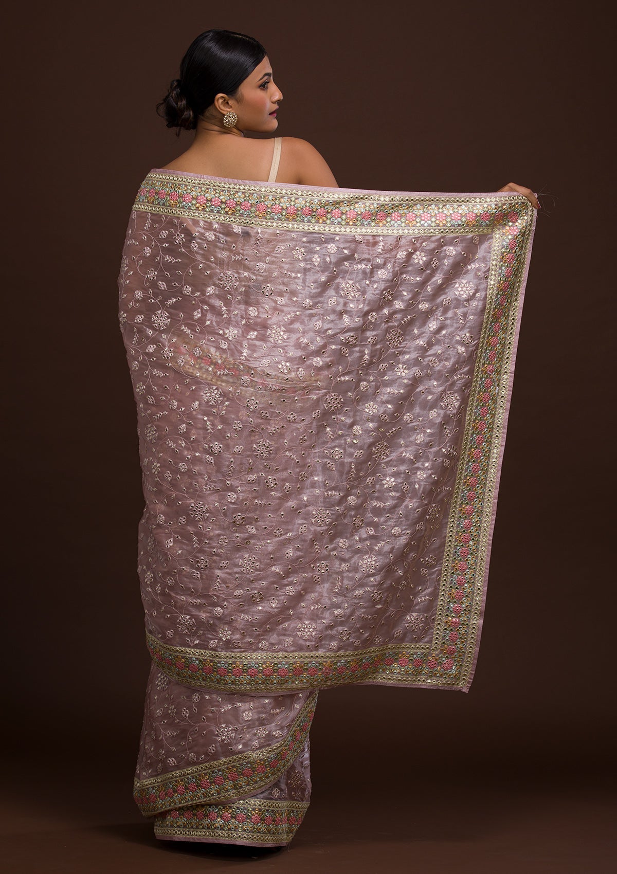 Lavender Gotapatti Tissue Saree-Koskii