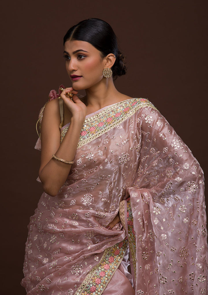 Lavender Gotapatti Tissue Saree-Koskii