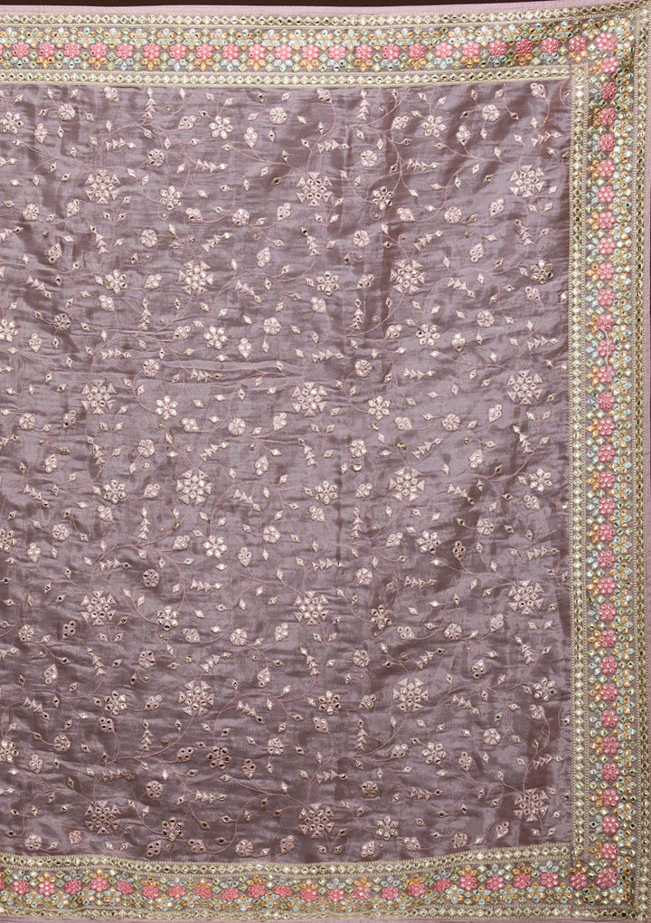 Lavender Gotapatti Tissue Saree-Koskii