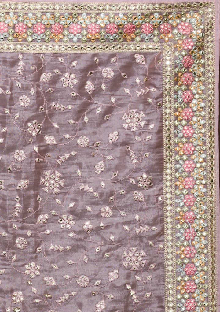 Lavender Gotapatti Tissue Saree-Koskii