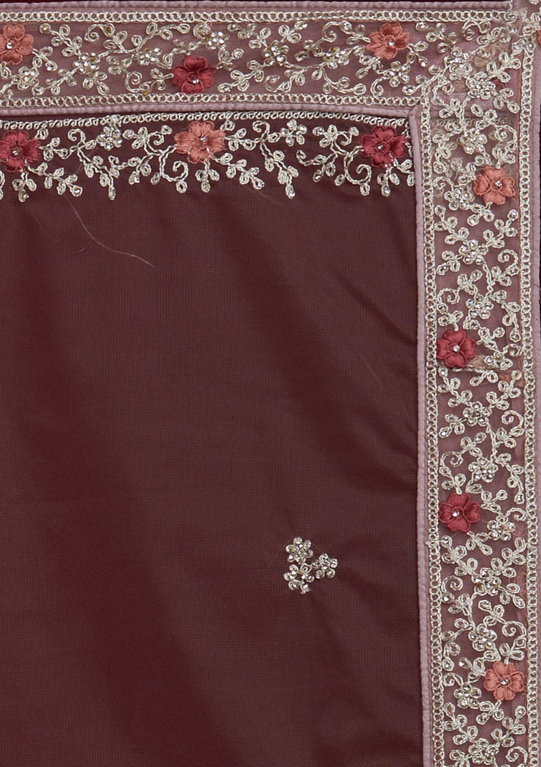 Lavender Silver Zariwork Net Designer Semi-Stitched Lehenga - koskii