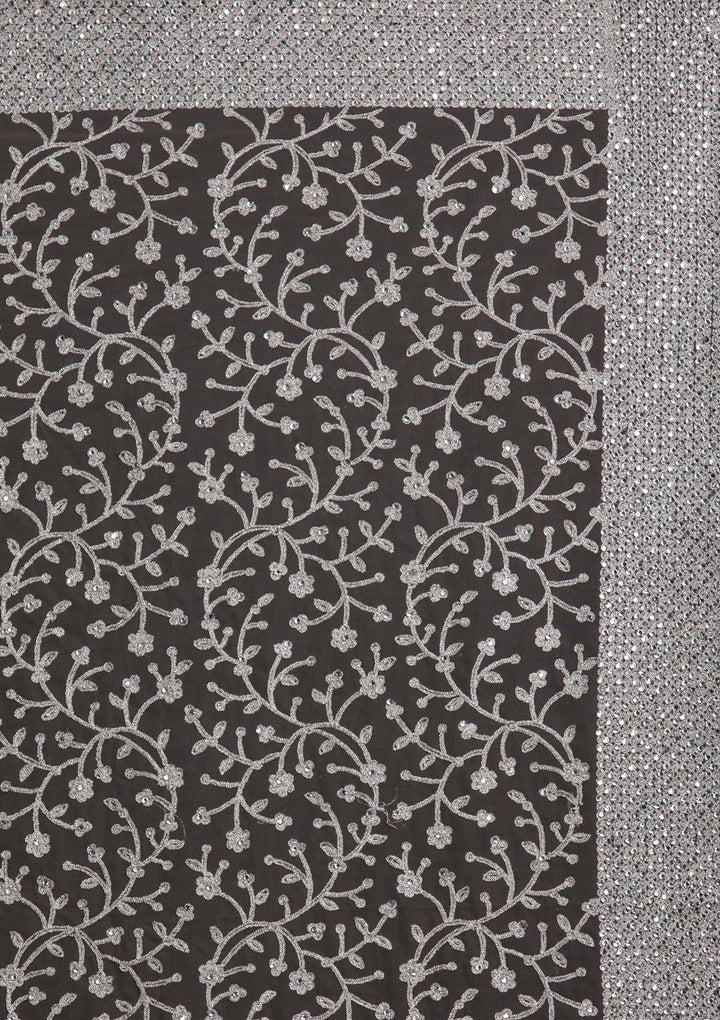 Lavender Silver Zariwork Net Designer Saree - koskii