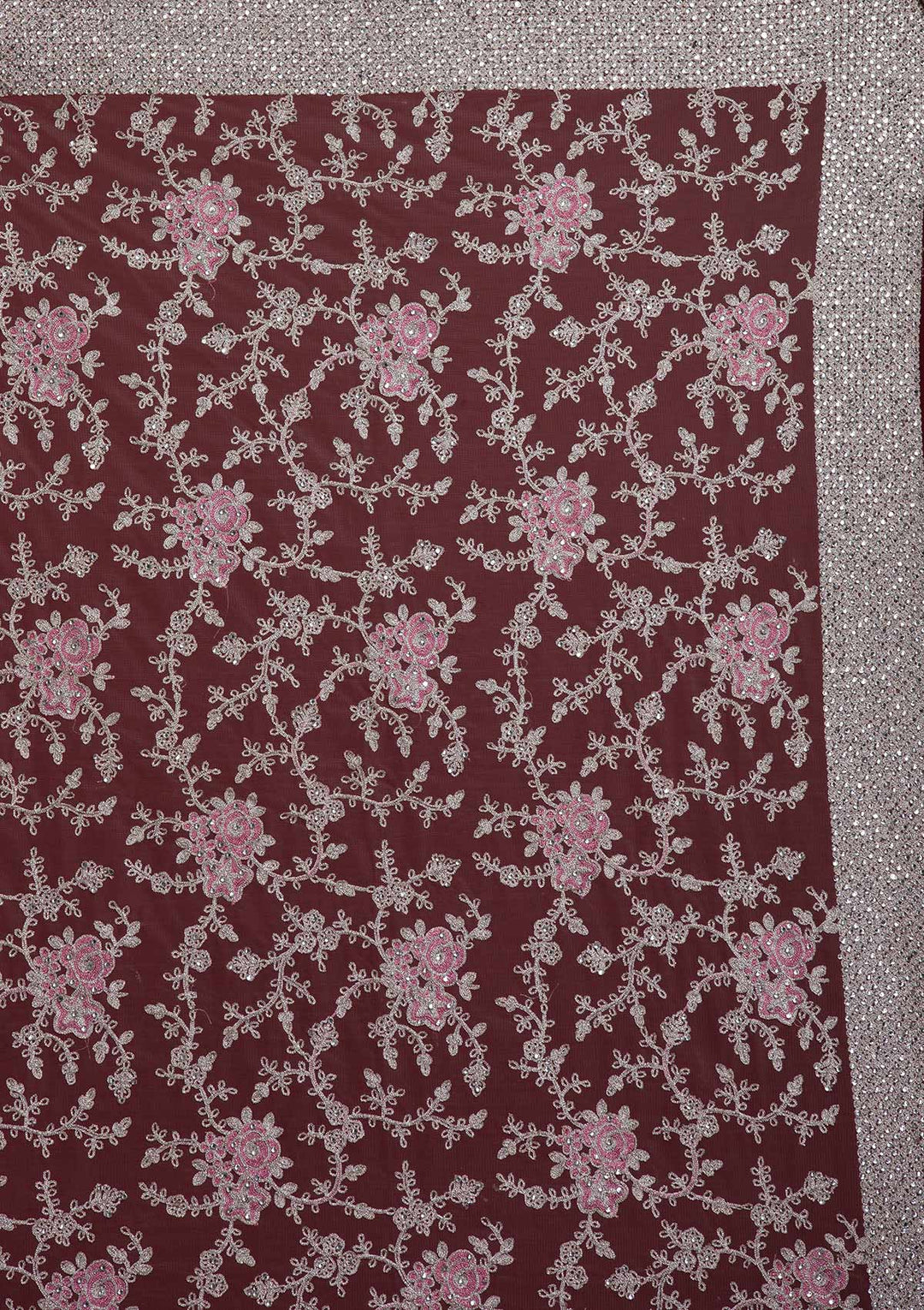 Lavender Silver Zariwork Net Designer Saree - koskii