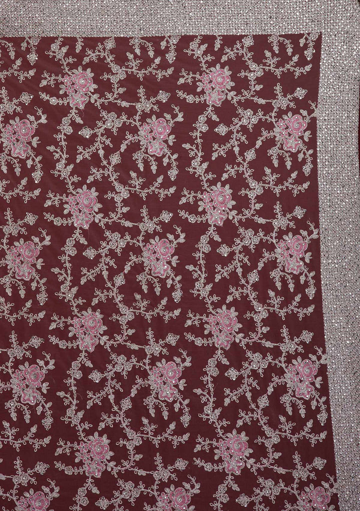 Lavender Silver Zariwork Net Designer Saree - koskii