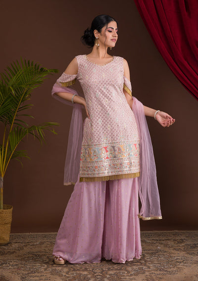 Lavender Sequins Georgette Designer Salwar Suit-Koskii