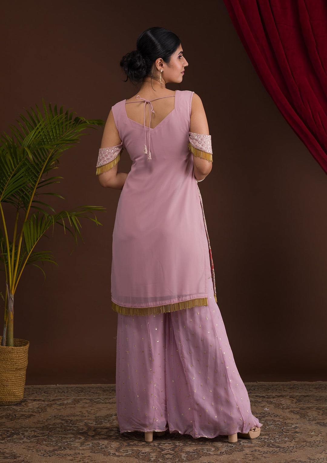 Lavender Sequins Georgette Designer Salwar Kameez-Koskii