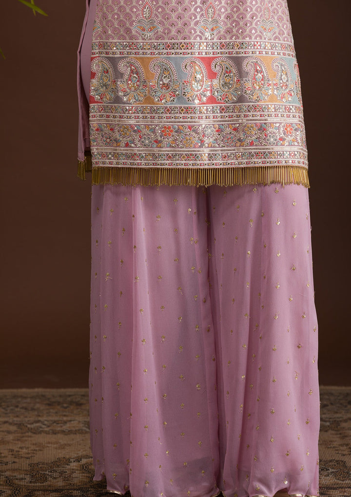 Lavender Sequins Georgette Designer Salwar Kameez-Koskii