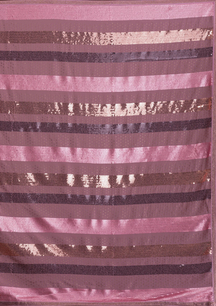 Lavender Sequins Georgette Saree-Koskii