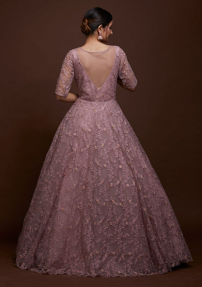 Lavender Sequins Net Gown-Koskii