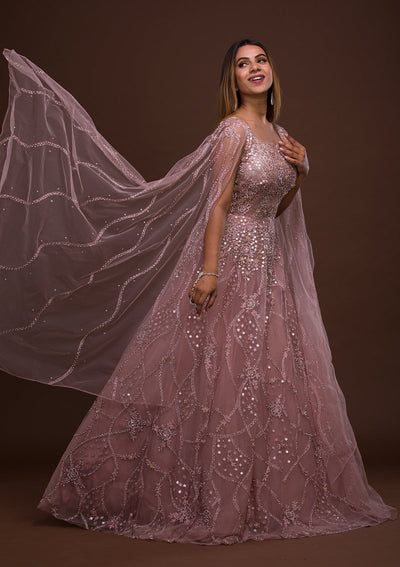 Lavender Sequins Net Designer Gown-Koskii