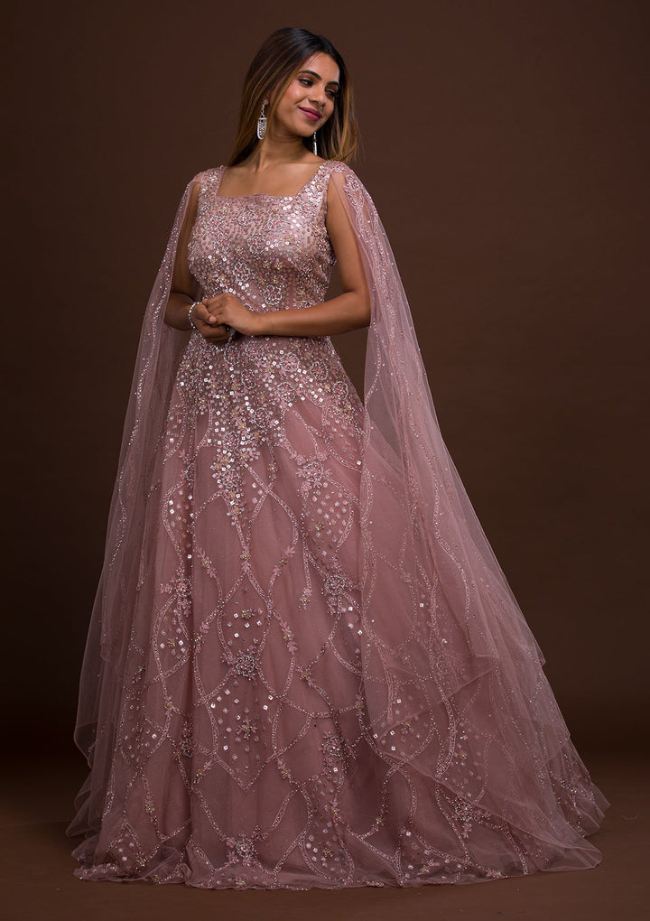 Lavender Sequins Net Designer Gown-Koskii