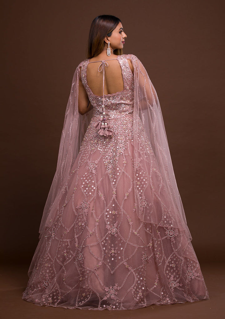 Lavender Sequins Net Designer Gown-Koskii