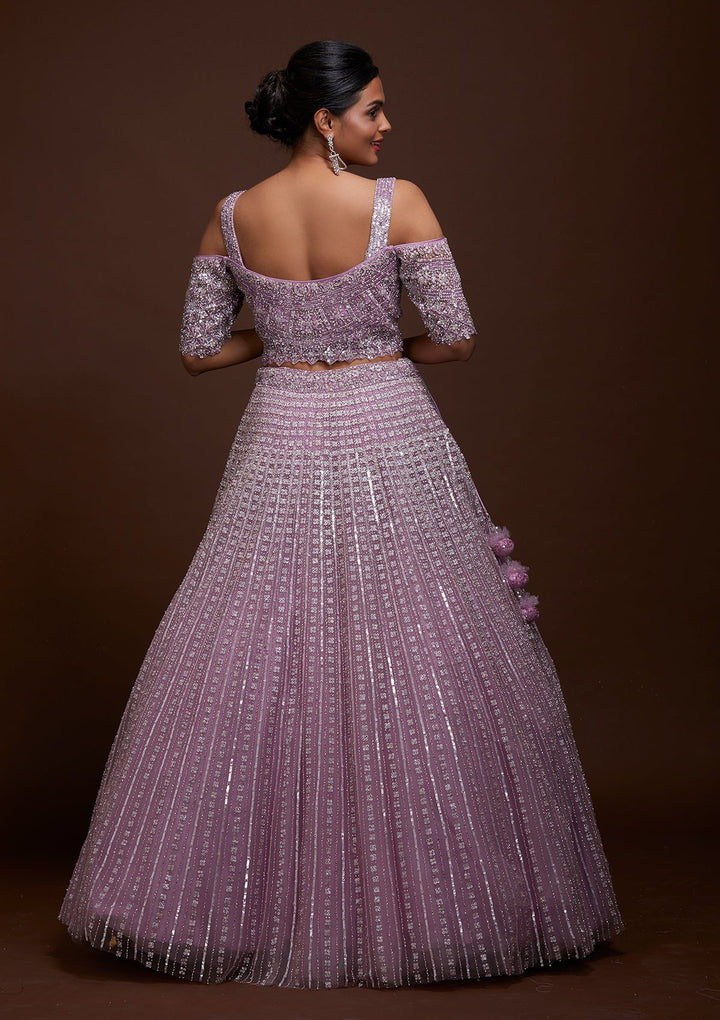 Lavender Sequins Net Lehenga-Koskii