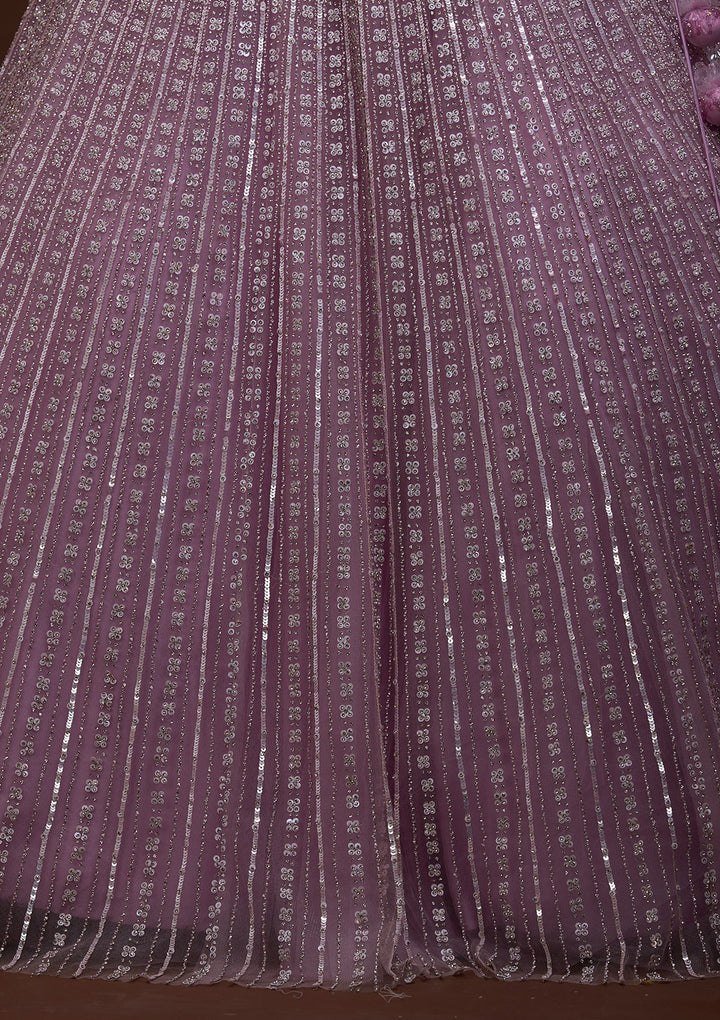 Lavender Sequins Net Lehenga-Koskii