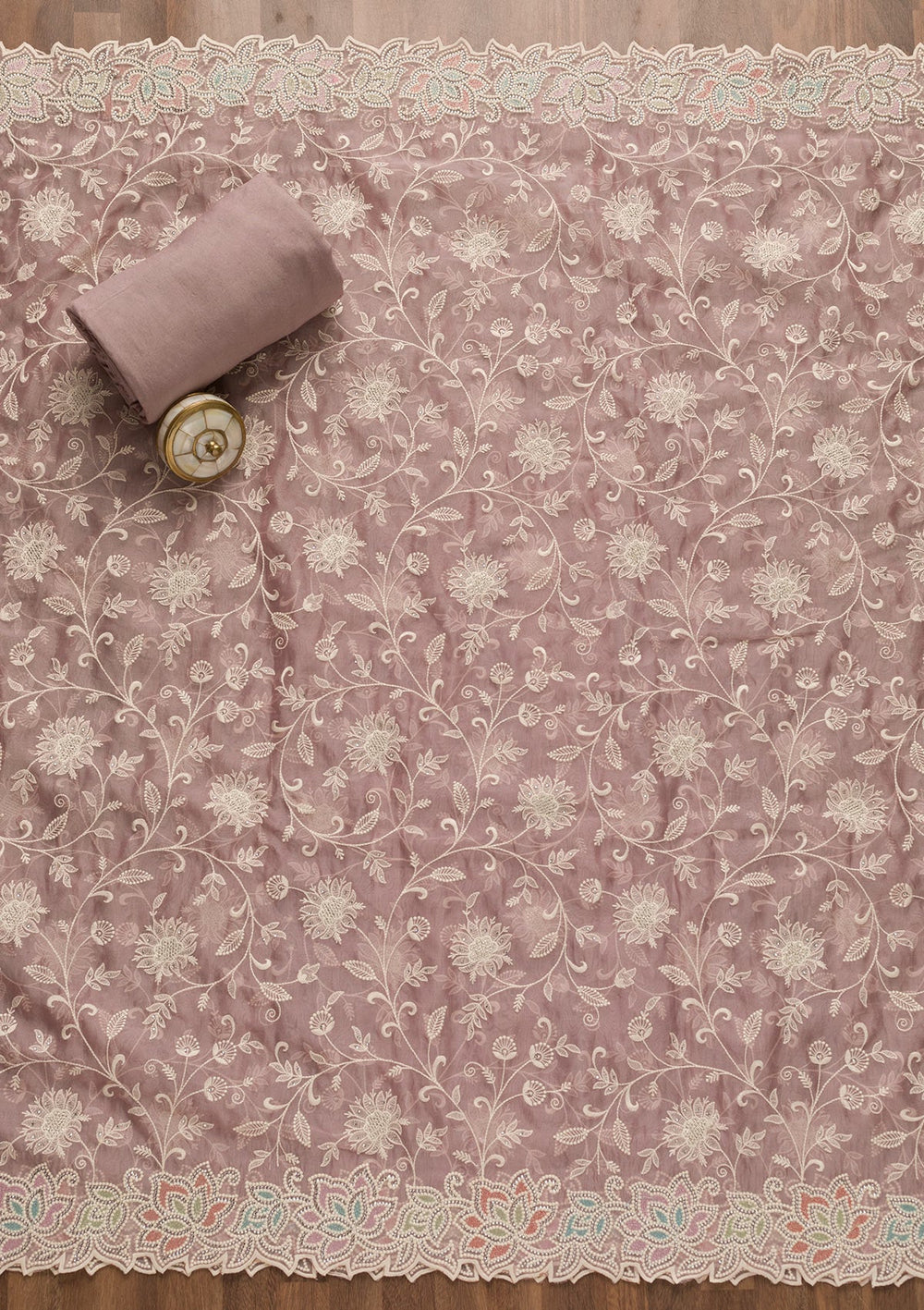 Lavender Sequins Organza Unstitched Salwar Kameez-Koskii