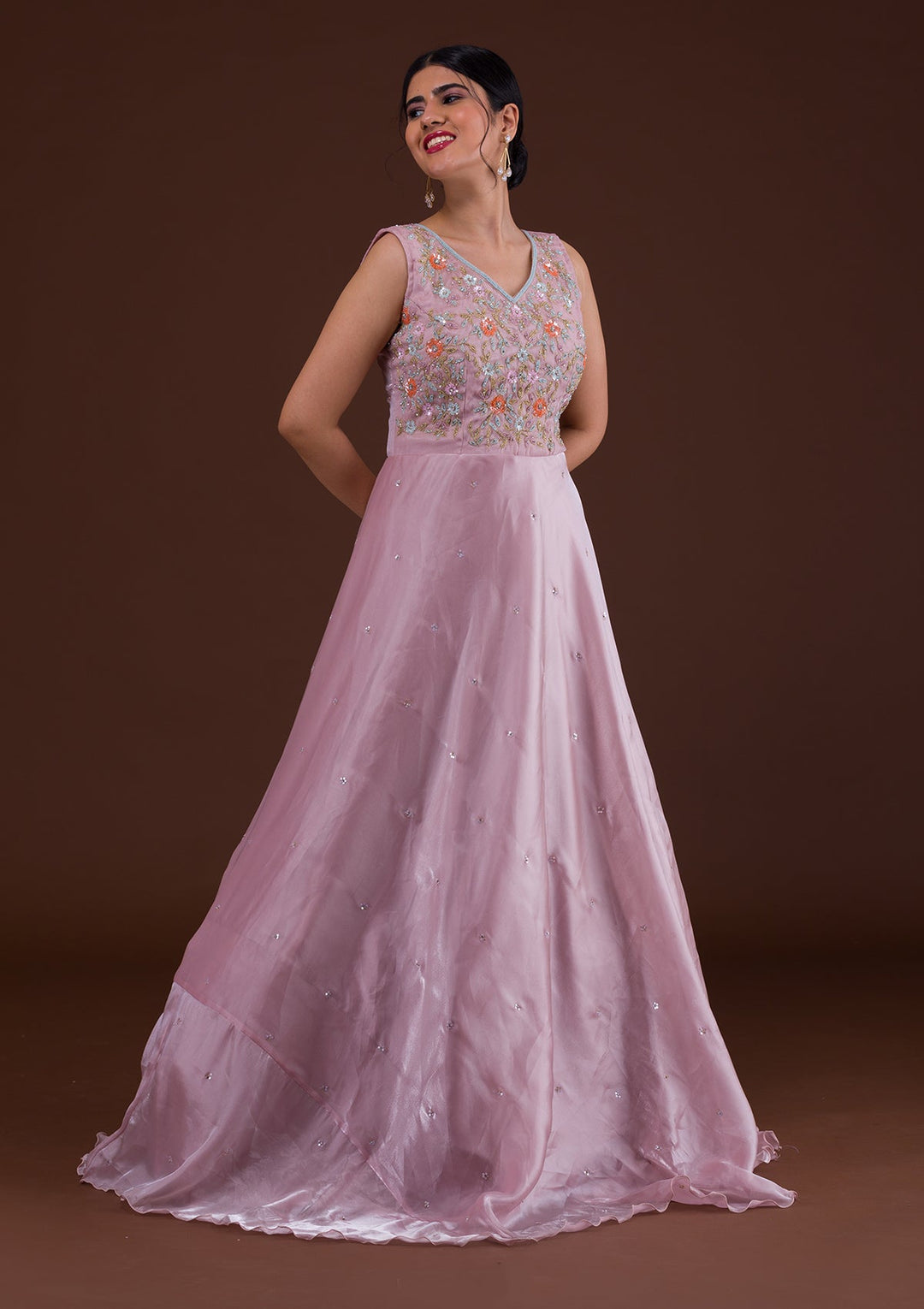 Lavender Sequins Tissue Designer Gown-Koskii