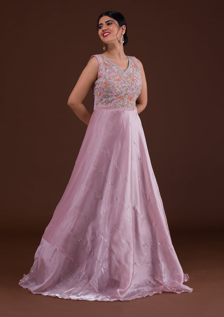 Lavender Sequins Tissue Designer Gown-Koskii