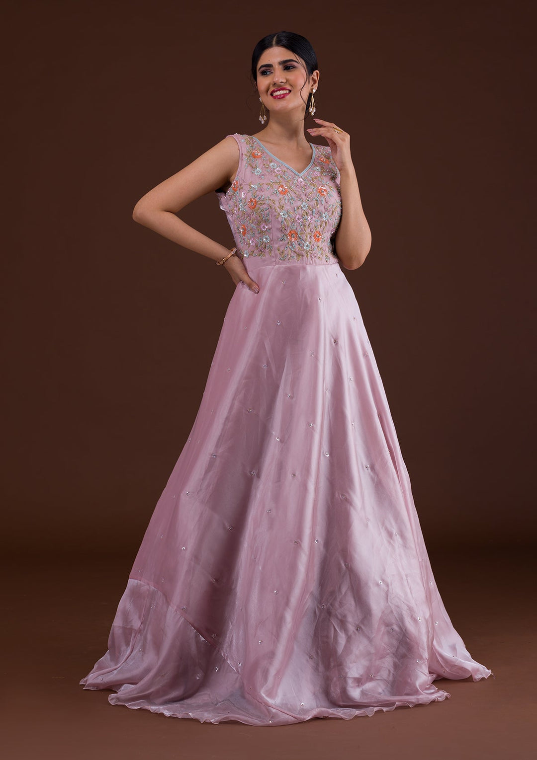 Lavender Sequins Tissue Designer Gown-Koskii
