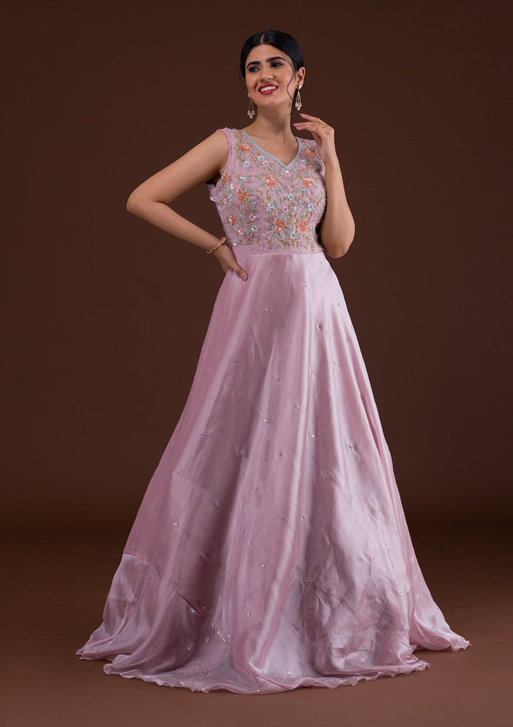 Lavender Sequins Tissue Designer Gown-Koskii
