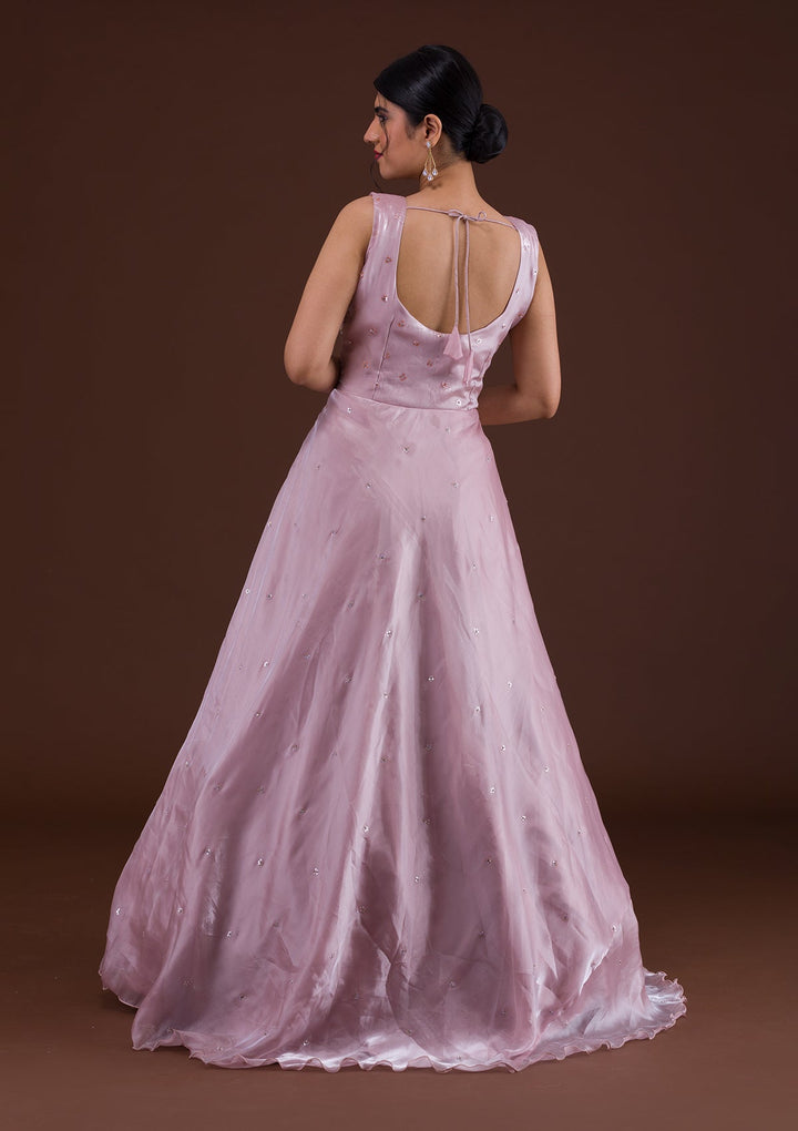 Lavender Sequins Tissue Designer Gown-Koskii